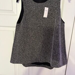 Banana Republic Black and Gray Herringbone Sleeveless Blouse